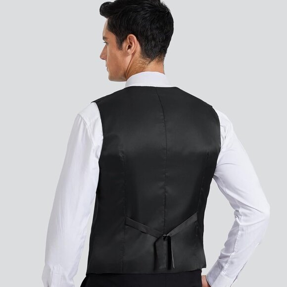 Classic V-Neck Cotton Blend Men's Waistcoat - Size Medium for Weddings & More - Picture 3 of 6